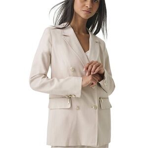 KARL LAGERFELD Zip Pocket Dark Academia Preppy Double Breasted Longlined Blazer